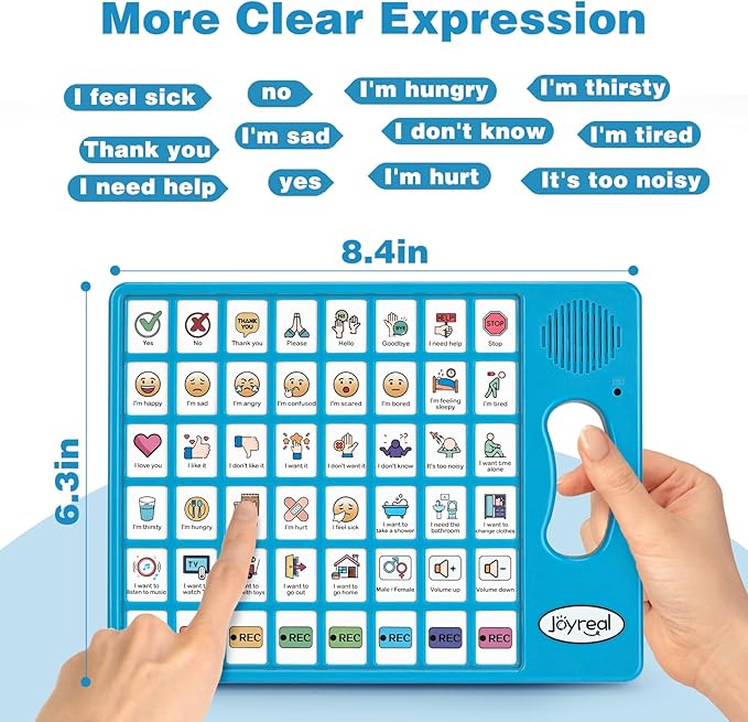 Joyreal AAC Device for Autism, Non Verbal Communication Tools for Speech Therapy & Stroke Rehab. Speech Communication Tablet, Autism Talking Aids with 8 Programmable Buttons (Blue)