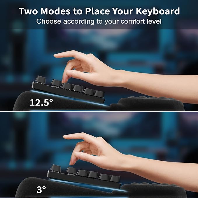 Starvortex Keyboard Stand with Wrist Rest, Ergonomic Keyboard Pad with Wrist Support, Keyboard Riser & Soft Memory Foam Cushion, 43cm Arm Rest Desk Accessories for Office,Home (Black)
