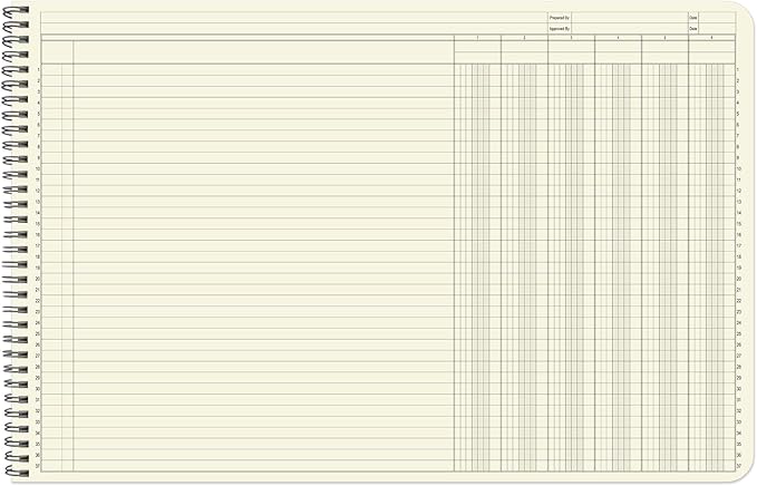 BookFactory Accounting Ledger Notebook/Large 6 Column Accounting Ledger Columnar (Six Columns) Log Book - 17'' x 11'', 100 Pages, Wire-O Landscape Format (Made in USA)