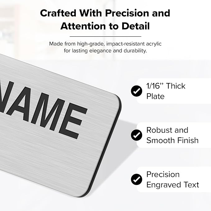 Custom Engraved Name Tags, Magnetic Brushed Aluminum Name Tags, Personalized Name Tags, 1x3 Inches, Durable Engravable Impact Material, Made in The USA by My Sign Center
