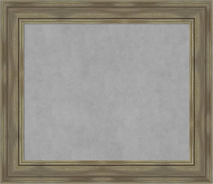 Amanti Art Grey Framed Magnetic Board 26x30 Medium Vision Board for use with Magnets, 100% Metal Sheet to Display Items as Office Decor or for Home Organization in mudroom, Kitchen or Kids Room