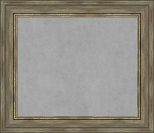 Amanti Art Grey Framed Magnetic Board 26x30 Medium Vision Board for use with Magnets, 100% Metal Sheet to Display Items as Office Decor or for Home Organization in mudroom, Kitchen or Kids Room