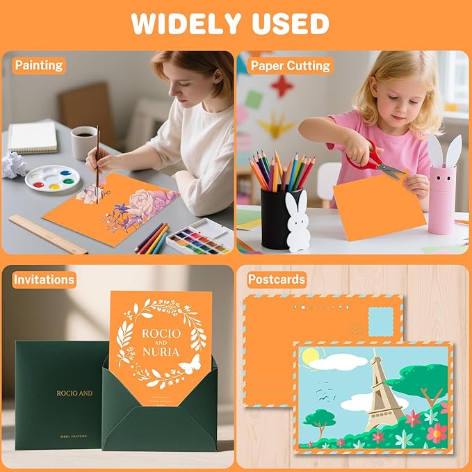 Light Orange Cardstock 8.5 X 11, 40 Sheets Neon Orange Card Stock, 75lb/ 200gsm Bright Orange Colored Copy and Printer Paper For Halloween Art, DIY Card, Craft, Construction, School & Office Supplie