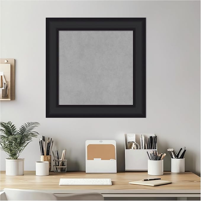 Amanti Art Black Framed Magnetic Board 21x21 Small Vision Board for use with Magnets, 100% Metal Sheet to Display Items as Office Decor or for Home Organization in mudroom, Kitchen or Kids Room