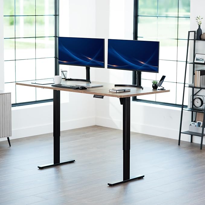 VIVO Electric 71 x 36 in Standing Desk, Memory Height Adjustment, 1B Series, Holds 220 lbs, Reclaimed Wood Top Black Frame, DESK-KIT-1B7P-36