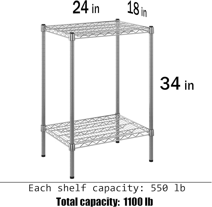 Regal Altair 18" Deep x 24" Wide x 34" Height Wire Shelving Kit | 2-Tier | NSF Commercial Storage Rack Unit