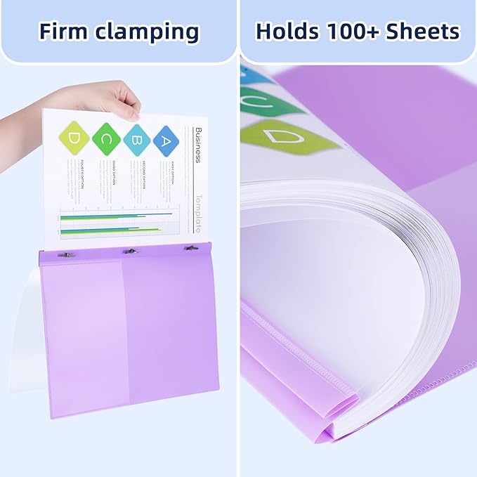 HAUTOCO 30 Pack Plastic Report Covers with 3 Prongs Fasteners Clear Front Resume Portfolio Folder for 8.5x11 Letter Size Paper, Presentation Document Report Cover for School Office Business, 10 Colors