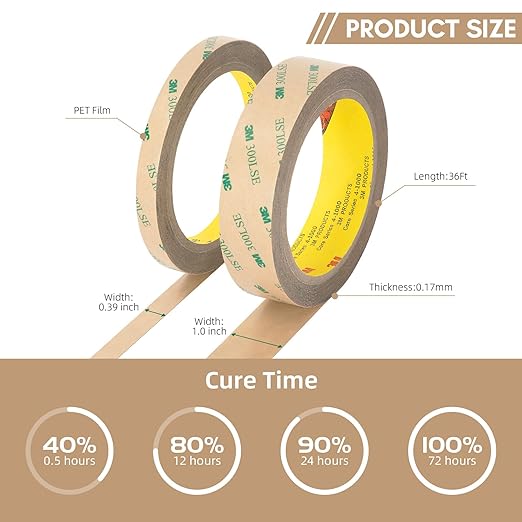 3M Double Sided Tape 300LSE 0.39" x 36Ft Clear Heavy Duty Adhesive Tape for Electronics, Laptop & Phone Repairs, Arts, Crafts, Leather Work, Card Making – 2 Pack