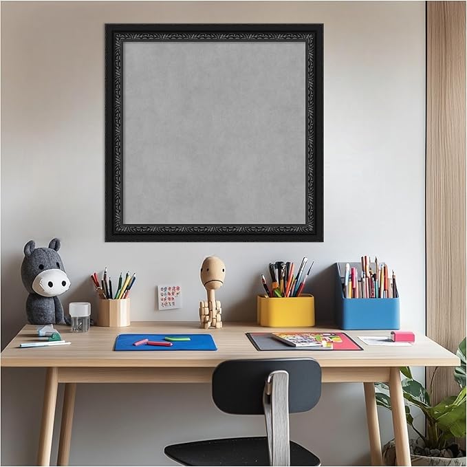 Amanti Art Black Framed Magnetic Board 24x24 Medium Vision Board for use with Magnets, 100% Metal Sheet to Display Items as Office Decor or for Home Organization in mudroom, Kitchen or Kids Room