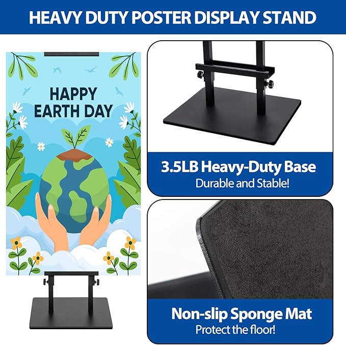 VAIIGO 2Pack Poster Stand for Display, Heavy Duty Floor Standing Sign Holder, Double-Sided Poster Board Stand, Adjustable Height Up to 80 inch, Outdoor Banner Stand for Board & Foam Display, Black