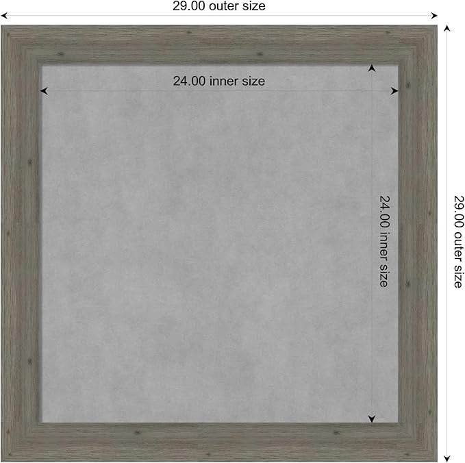 Amanti Art Grey Framed Magnetic Board 29x29 Medium Vision Board for use with Magnets, 100% Metal Sheet to Display Items as Office Decor or for Home Organization in mudroom, Kitchen or Kids Room
