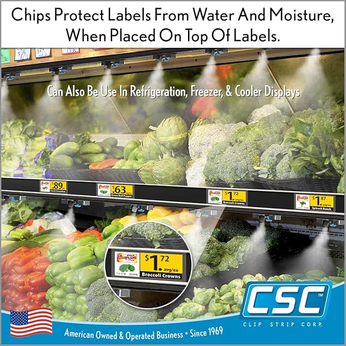 Price Data Channel Label Holder Chips, Clear Plastic Tags, 2.75" L x 1.25" H, 10 Mil Thick, Gondola Shelf Edge, Reusable, Made for Point of Purchase Shelf Molding by Clip Strip Corp.