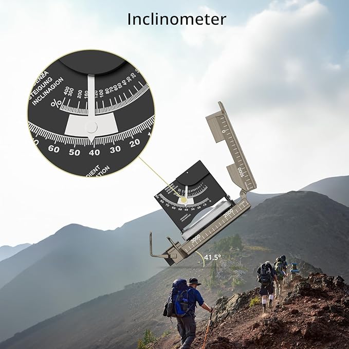 Anbte Compass Hiking Survival, IP65 Waterproof Metal Compass with Sighting Clinometer and Carry Bag, Multifunctional, Professional, for Camping Hunting Hiking Navigation