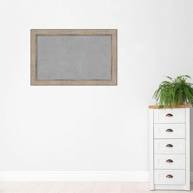 Amanti Art Silver Framed Magnetic Board 30x46 Large Vision Board for use with Magnets, 100% Metal Sheet to Display Items as Office Decor or for Home Organization in mudroom, Kitchen or Kids Room
