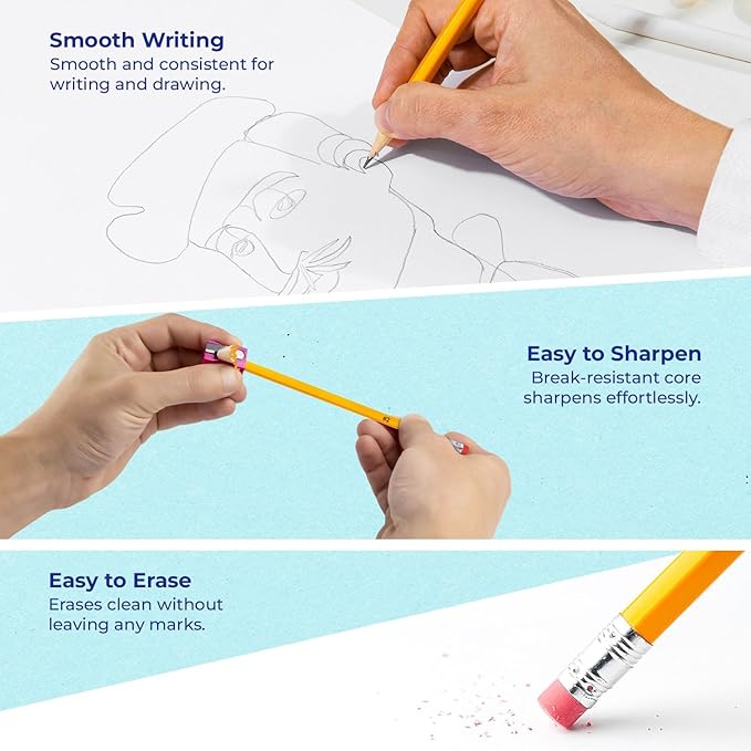 Rosmonde Pencils Bulk, 600 Pack, Pre Sharpened #2, Bulk Yellow Pencils, Easy Hold Grip With Earsers On Top, #2 HB Sharpened, Bulk Supplies for School Districts Classrooms & Colleges