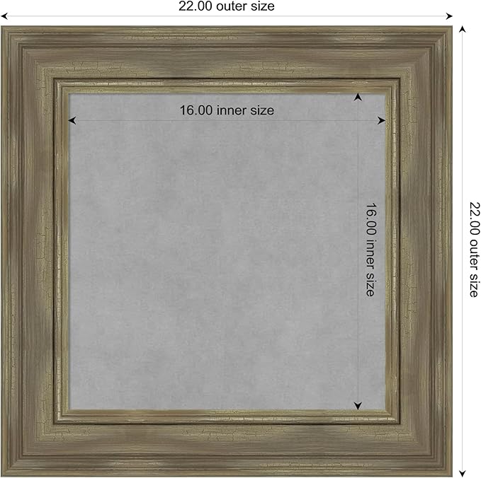 Amanti Art Grey Framed Magnetic Board 22x22 Small Vision Board for use with Magnets, 100% Metal Sheet to Display Items as Office Decor or for Home Organization in mudroom, Kitchen or Kids Room