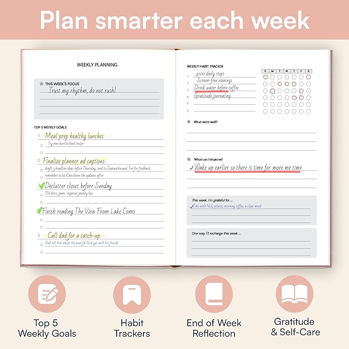 3-Month Productivity & Goal Planner 2026 - Undated Daily Monthly Weekly Planner for Women, Habit Tracker, Time Management & Mindfulness Journal, A5 To Do List Organizer