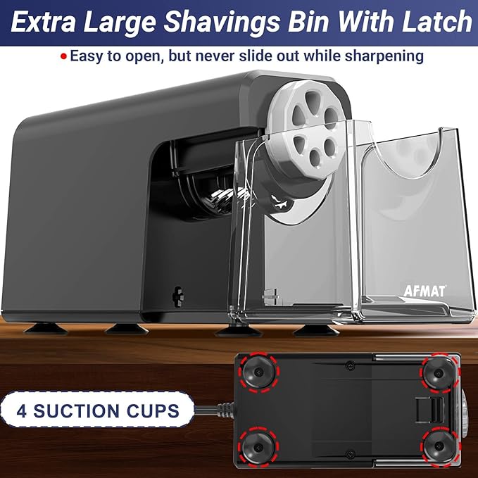 AFMAT Electric Pencil Sharpener Heavy Duty, 6 Holes, Auto Stop Pencil Sharpener, Classroom Electric Sharpener for 6-11mm Colored Pencils, 7000 Sharpenings, Fast Sharpen, Do not Eat up Pencils PSX1