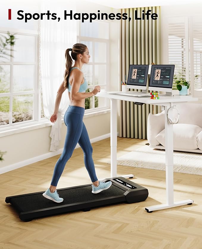SANODESK Electric Standing Desk 48 x 30 Inches Whole-Piece Desktop Height Adjustable Stand Up Desk w/6-Button Controller Ergonomic Computer Desk for Home Office, White Frame + White Tabletop