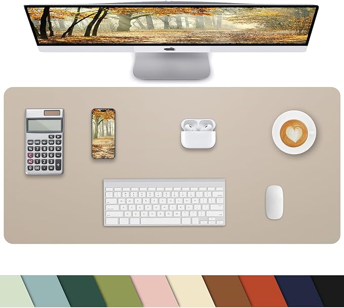Small Desk Mat,Leather Desk Pad Protector,Desk Mouse pad,Office Desk mat,Laptop Mat for Desk, Non-Slip PU Leather Desk Blotter,Waterproof Desk Writing Pad for Office/Home(23.6"x13.8",Apricot)