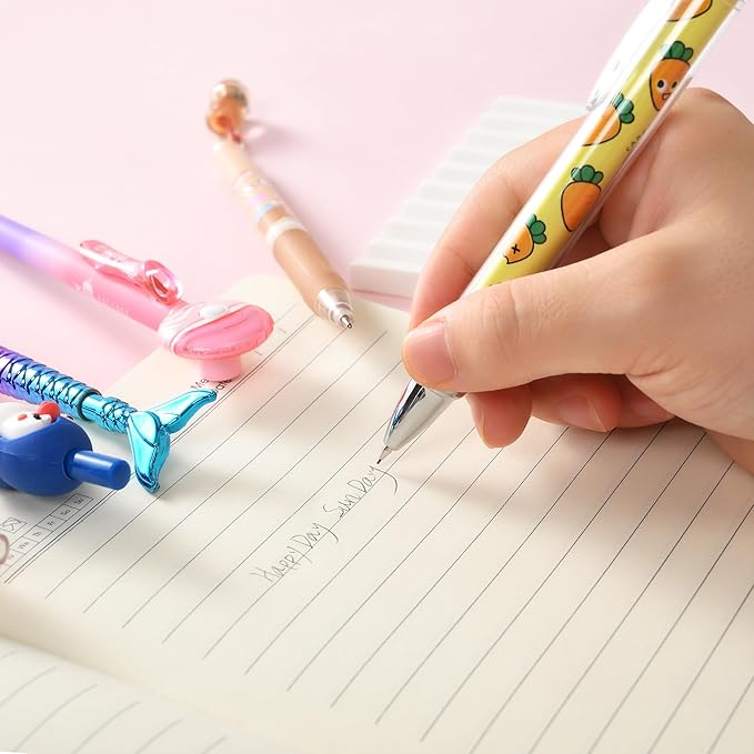Jollin 12PCS Cute Kawaii Mechanical Pencils Set with Lead Refills and Erasers, 0.5mm & 0.7mm Point, Bulk Mechanical Pencils for Kids Girls