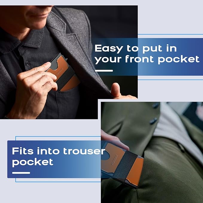RUNBOX Slim Card Holder Wallet for Men, Minimalist RFID Blocking Wallet with Pop-Up Function, Ultra-Thin Design, Metal Business Card Cases holds 6+6 Cards, Gifts for Men, Men's Accessories