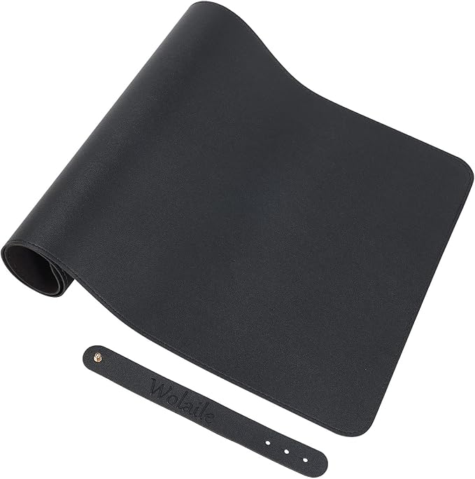 Wolaile Desk Pad 36x17 inches,PU Leather Desk Blotter,Non-Slip Base Waterproof Surface Office Desk Mat Protector,Old Desktop Cover Decor,Large Mouse Pad,Black