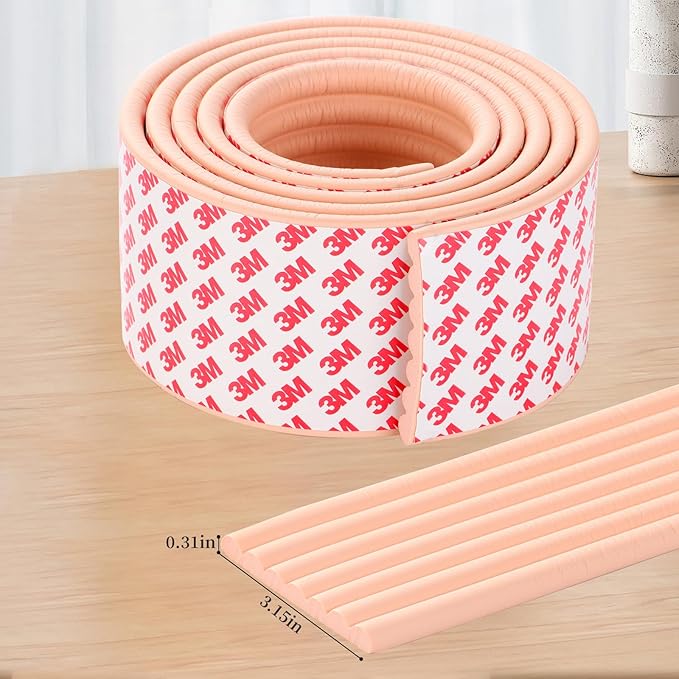 VOCOMO Corner Protector for Baby, Widen Edge Protector with Adhesive Backing, Baby Proofing Edge Corner Protectors Self Adhesive Furniture Corner Guard Bumper for Table, Desk, Fireplace (Pink, 6.6ft)