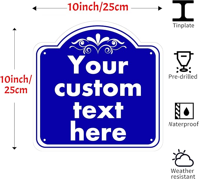 Custom Sign, Custom Indoor/Outdoor Decorative Sign，Aluminum Weatherproof Metal Sign Multiple Sizes, Customize for Office, Business, Workplace, office, Home, Delivery Signs