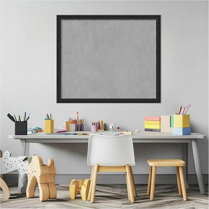 Amanti Art Black Framed Magnetic Board 22x26 Medium Vision Board for use with Magnets, 100% Metal Sheet to Display Items as Office Decor or for Home Organization in mudroom, Kitchen or Kids Room