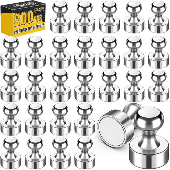 VNDUEEY 200 Pack Fridge Magnets Whiteboard Magnets, Refrigerator Magnets, Magnetic Push Pins, Decorative Magnet for Whiteboard, Locker, Map, Dry Erase Board