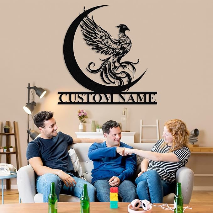 Dyoart Custom Phoenix Metal Sign | Personalized Last Name Signs | Phoenix Wall Art | Metal Outdoor Wall Decor | Personalized Housewarming Gifts | Phoenix Wall Decor for Living Room Bedroom