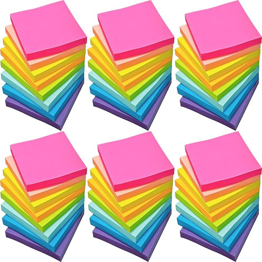 48 Pack 2400 Sheets Sticky Notes 3x3, 8 Colors Sticky Note Pads, Colored Sticky Notes Bulk Postits Notes for Office, School, and Home Supplies, 50 Sheets/pad