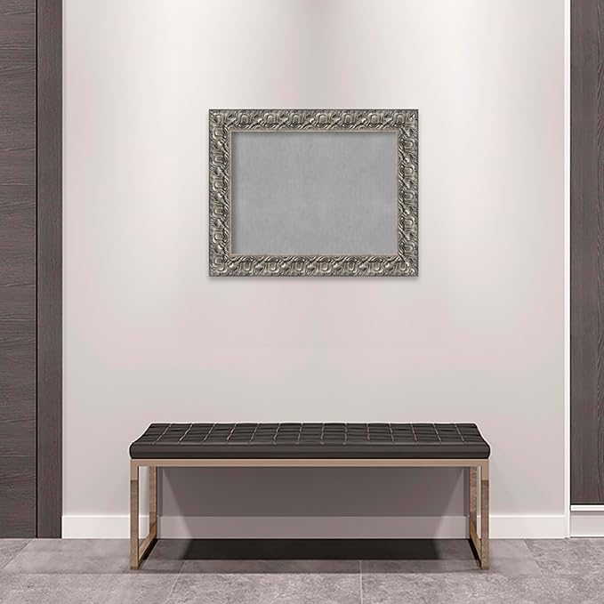 Amanti Art Silver Framed Magnetic Board 24x30 Medium Vision Board for use with Magnets, 100% Metal Sheet to Display Items as Office Decor or for Home Organization in mudroom, Kitchen or Kids Room