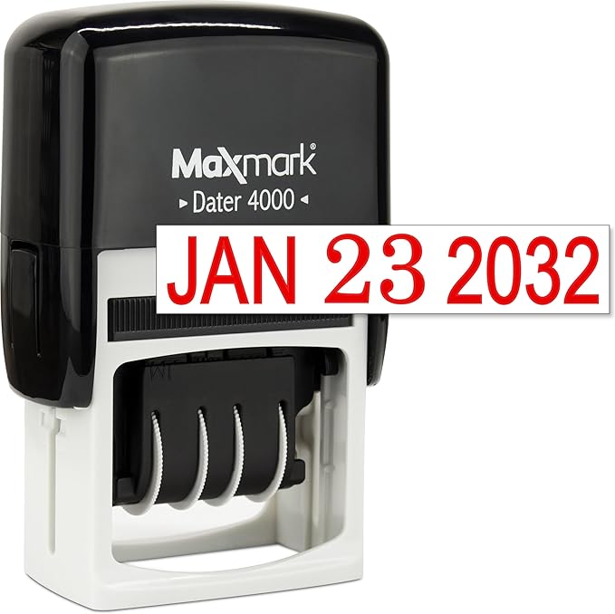 MaxMark Dater 4000 Self Inking Date Stamp - Red