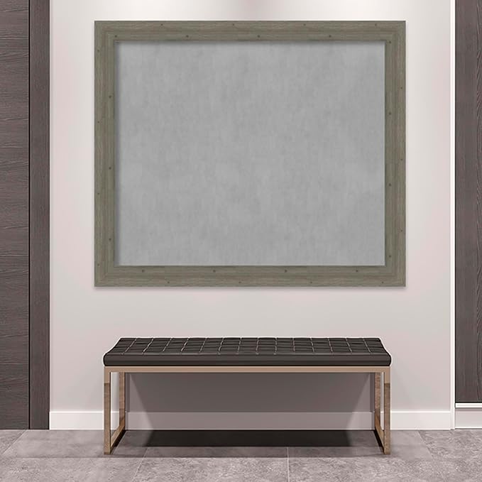 Amanti Art Grey Framed Magnetic Board 47x55 Oversize Vision Board for use with Magnets, 100% Metal Sheet to Display Items as Office Decor or for Home Organization in mudroom, Kitchen or Kids Room