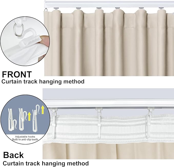 Cbsroro Room Divider Blackout Curtain Track Curtains Wall Dividers Panels Screen for Living Rooms Bedroom Office Privacy Partition Separation, W120 × L96 Inch,1 Panel, Beige