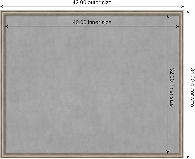Amanti Art Silver Framed Magnetic Board 34x42 X-Large Vision Board for use with Magnets, 100% Metal Sheet to Display Items as Office Decor or for Home Organization in mudroom, Kitchen or Kids Room