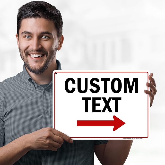 Custom Arrow,Custom Directional Sign, Right Arrow, 10x14 Inches, 55 mil thick HDPE (high density polyethylene), Made in USA by My Sign Center
