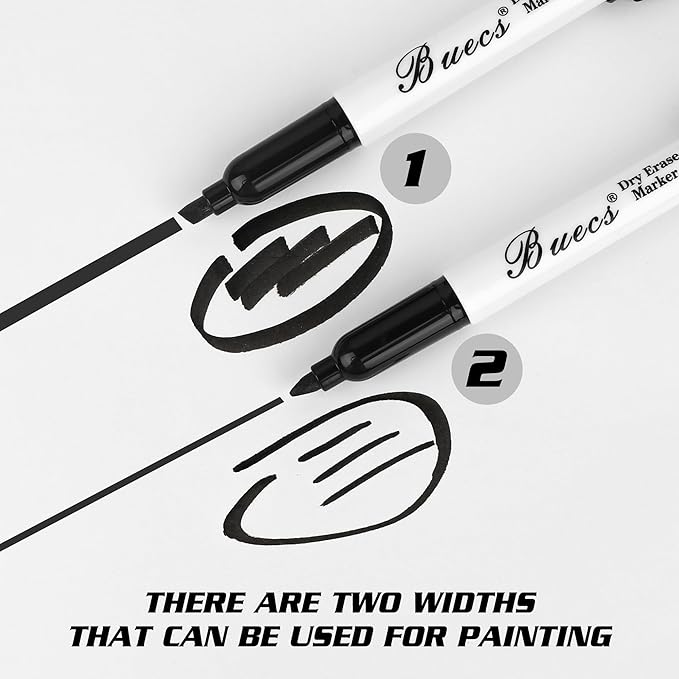 Buecs Black Dry Erase Markers, Low-Odor, 150 Count, Chisel tip, Perfect for Writing on Whiteboards, Dry-Erase Boards, Glass, School Office Supplies