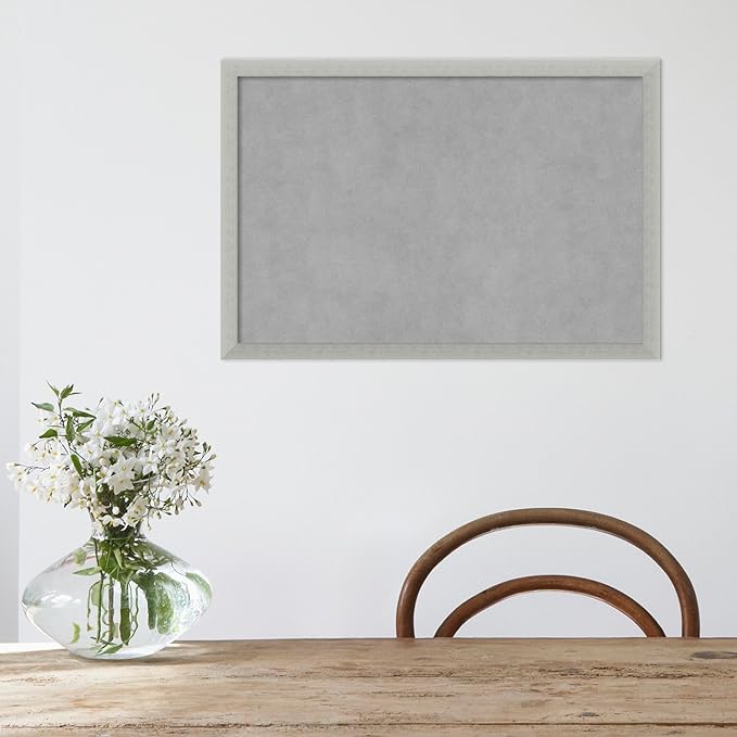 Amanti Art Silver Framed Magnetic Board 18x26 Medium Vision Board for use with Magnets, 100% Metal Sheet to Display Items as Office Decor or for Home Organization in mudroom, Kitchen or Kids Room