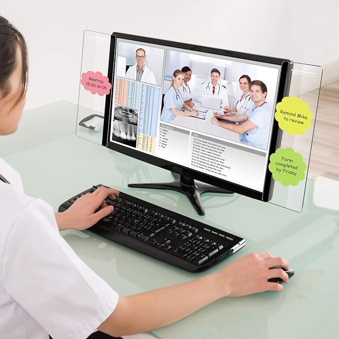 Zonon 12 Pieces Computer Monitor Notes Screen Monitor Memo Board Sticky Note Holder Message Board Computer Side Panel for Office Home Desktop Left and Right