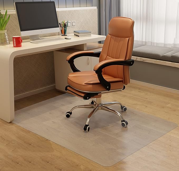 HOMEK Chair Mat for Hardwood Floor, 60”x 46” Office Chair Mat, Floor Mat for Office Chair, Clear Desk Chair Floor Mat for Computer Desk