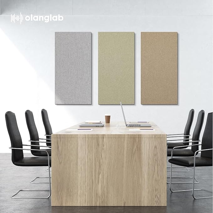 Olanglab Acoustic Panels 2 Pack, 48''x24'' Large Sound Panels, Fabric Wrapped Sound Proof Foam Panels for Walls, Sound Absorbing Panels for Recording Studio Acoustical Treatments (Light Grey)