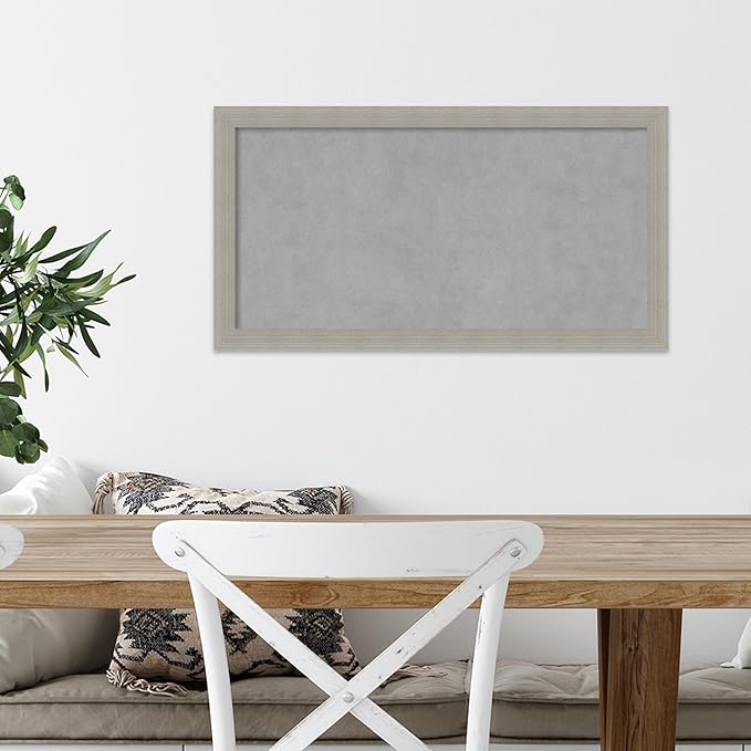 Amanti Art Grey Framed Magnetic Board 14x26 Small Vision Board for use with Magnets, 100% Metal Sheet to Display Items as Office Decor or for Home Organization in mudroom, Kitchen or Kids Room