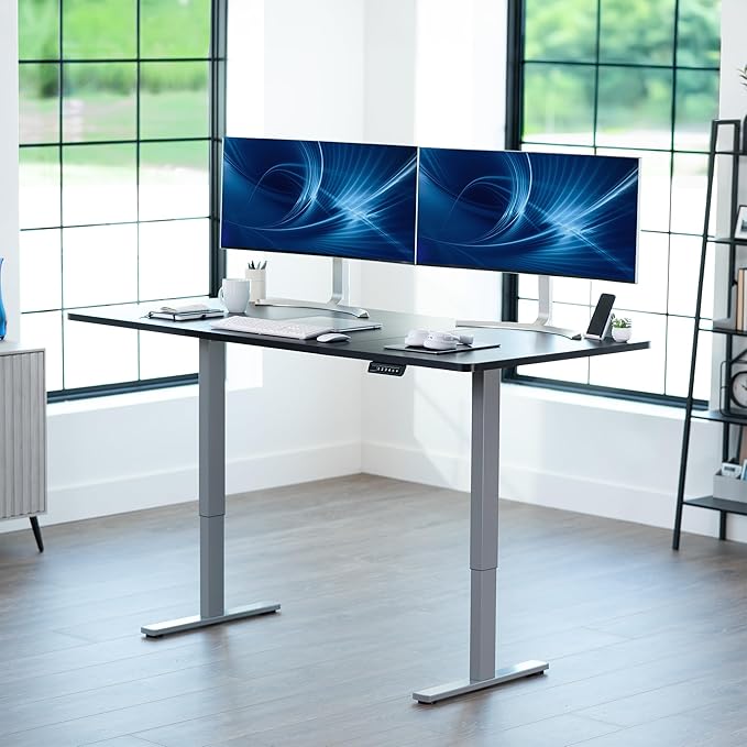 VIVO Electric 71 x 36 in Standing Desk, Memory Height Adjustment, 1B Series, Holds 220 lbs, Black Top Gray Frame, DESK-KIT-1G7B-36