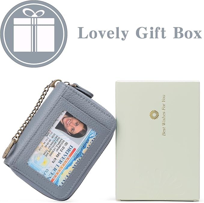 GOIACII Small Genuine Leather Wallet for Women, RFID Blocking Credit Card Holder Wallet