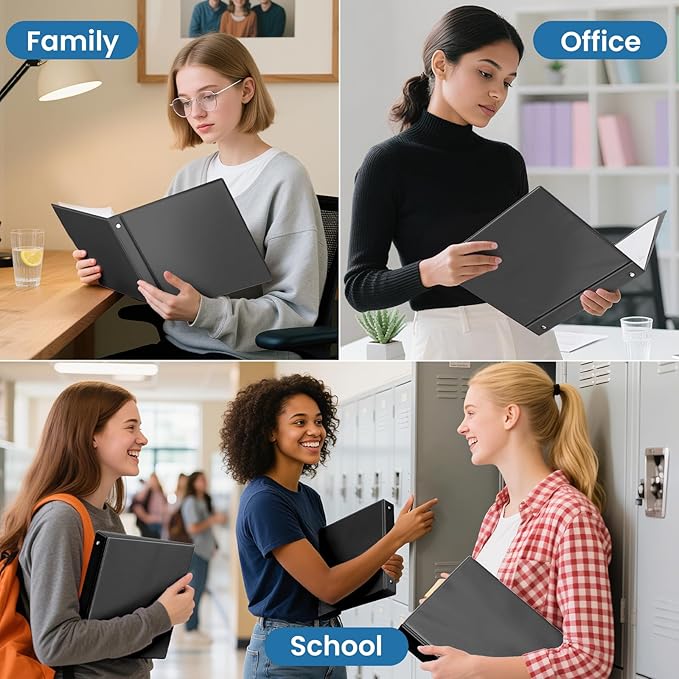 SUNEE 3 Ring Binder 1 Inch 1 Pack, Clear View Binder Three Ring PVC-Free (Fit 8.5x11 Inches) for School or Office Supplies, Black