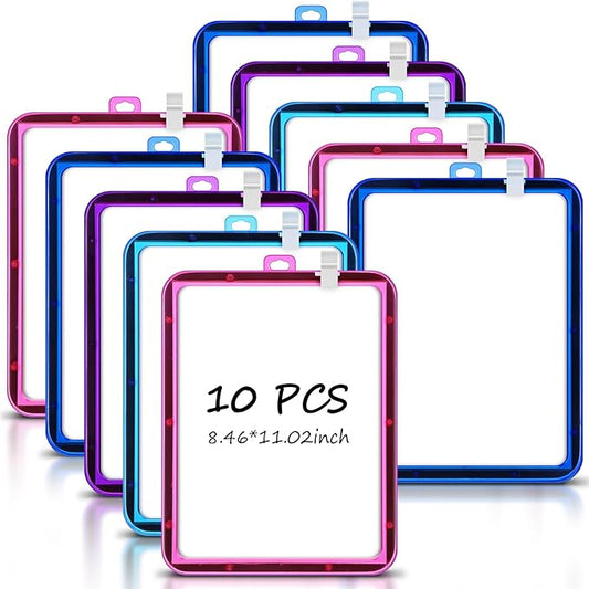 Outus 10 Pcs Dry Erase Mini White Boards Bulk 8.5 x 11'' Small Magnetic Whiteboard Double Sided Colored Writing Boards for Kids Students Locker Fridge(Clear Colorful)