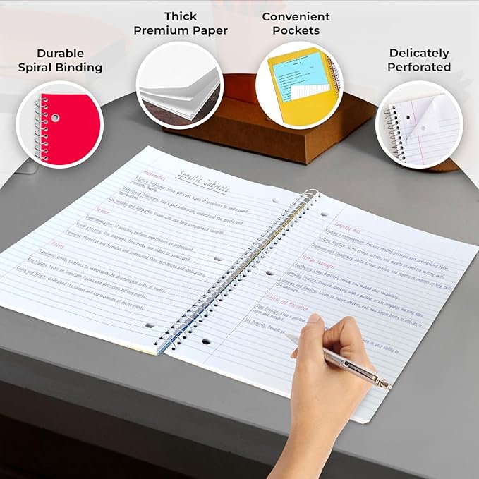Rosmonde 2000 Packs (Pallet) 5 Subject Notebooks, Spiral Notebook Bulk, College Ruled,Pallet of Notebooks,150 Sheets (300 pages), 8 x 10-1/2",Bulk Spiral Notebooks for School & Office,4-7 Days Transit